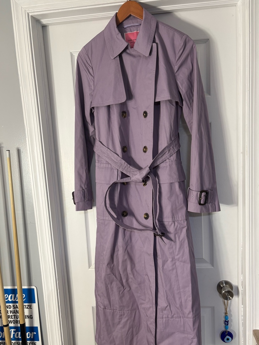 kate spade Lavender Double-Breasted Trench Coat